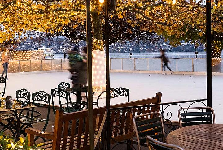 Winterspass am Zürichsee: Eislaufen mit Seepanorama